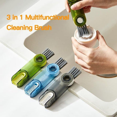 3Pcs Multicolor 3 in 1 U-Shaped Bottle Cleaning Brush Set,Multifunctional Cup Cleaning Brush for Home Kitchen Tiny Silicone Bottle Brush Tools for...