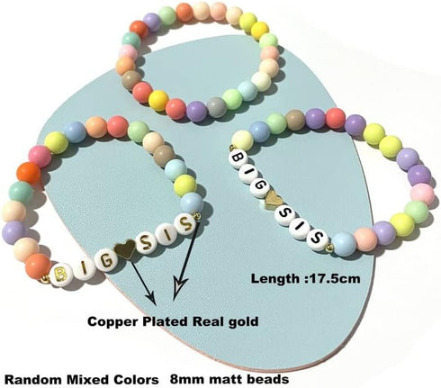 Fuqimanman2020 Pastel 8mm Beads Big Sis Bracelet For Women Big Sister Announcement Bracelet Best Christmas, Halloween, New Year's Gift For Women...