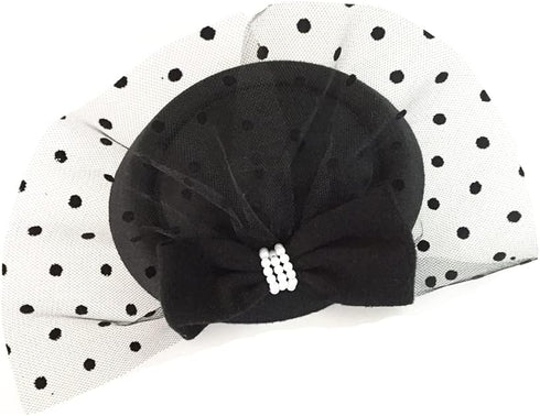 Vintage Bowknot Veil Hat Mini Top Hat Pill Box Hat Classic Wedding Party Hat with Clip for Ladies Women Black...