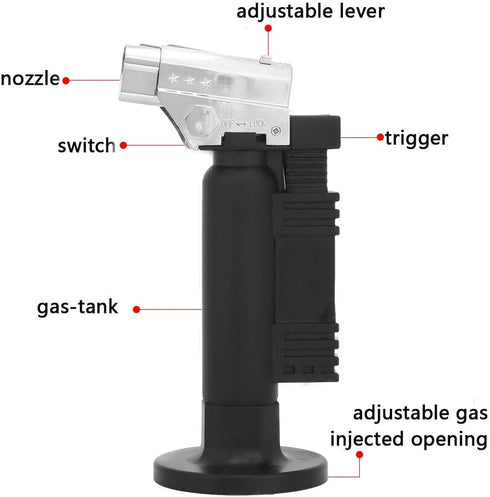 Kitchen Torch, Refillable Butane Torch Lighter Blow Torch with Safety Lock and Adjustable Flame for Baking, Cooking, Gold and Silver Jewelers, Met...