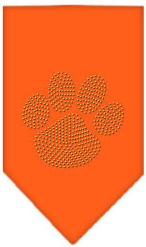 Pet and Dog Bandana Rhinestone, Paw Gold Orange Large...
