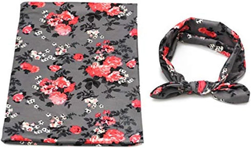 Infant Floral Swaddle Wrap with Headbands Hats Value Set Newborn Receiving Blanket Photography Props 35X35inch (Gray-2)...