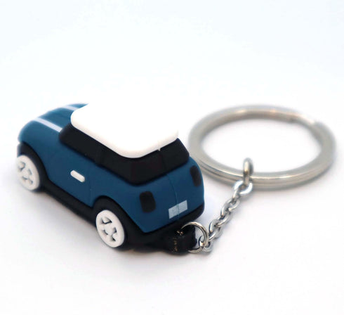 Keychain with MINI Cooper(Silicone Model), 3D OM, Stylish Cute Adorable, Silver Chain (Blue),KM1-B1...