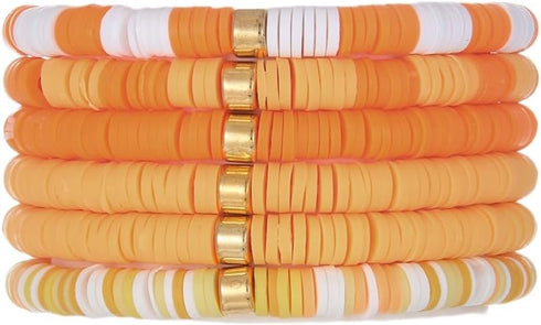 Macaron Multi-layer 6Pcs Bohemia Bracelet for Women Heishi Clay Bead Stretch Bracelets Stackable Colorful Summer Beach Hawaii Boho Jewelry Hallowe...