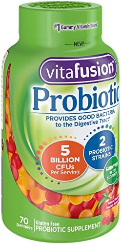 Vitafusion Probiotic Gummy Supplements, Raspberry, Peach and Mango Flavors, Probiotic Nutritional Supplements with 5 Billion CFUs, America’s Numbe...