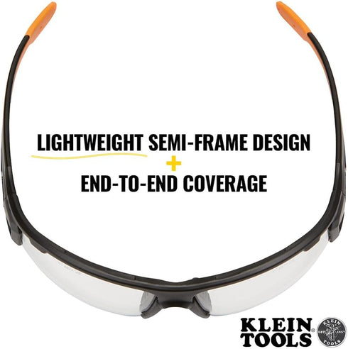 Klein Tools 60161 Safety Glasses, Professional PPE Protective Eyewear with Semi Frame, Scratch Resistant and Anti-Fog, Clear Lens...