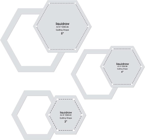 Quilting Templates & Rulers for Patchwork Acrylic Stencils Set of 3 Hexagon Template Shapes for Sewing Machines...