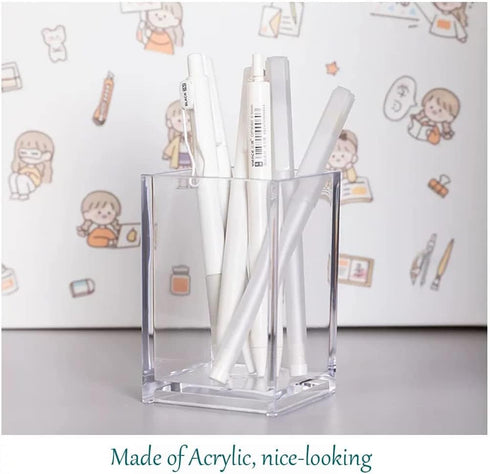 Acrylic Pen Holder, Clear Makeup Brush Holders Eyebrow Stationery Organizer for Office, Desk and Dressers...