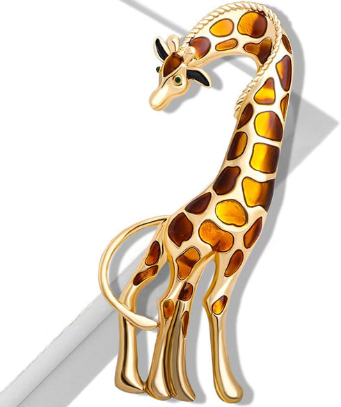 Enamel Giraffe Animal Brooch Pin for Women Men Fashion Rhinestone Gold Tone Dress Hat Costume Accessories Creative Christmas Birthday Holiday Deco...
