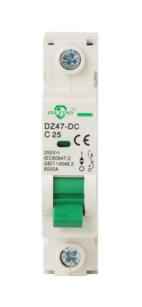 DC Miniature Circuit Breaker - Mini Home Circuit Breaker 12V-250V DZ47-63 Din Rail Mount 1 Pole 25A...