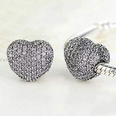 ABAOLA Heart Clip Charm 925 Sterling Silver Spacer Beads fit for Fashion Charms Bracelets...