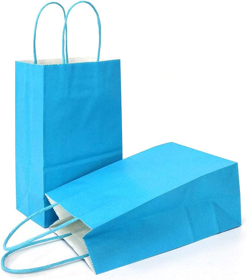 AZOWA Blue Gift Bags Small Blue Kraft Paper Bags With Handles (5 x 3.1 x 8.2 in, 12 CT)...