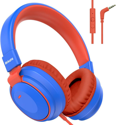 Headphone Kids Volume Limited 85/96dB Wired Over-Ear/On-Earr Foldable Headset with Inline Cable Aux 3.5mm Cord Mic for Boy Girl Child School PC No...