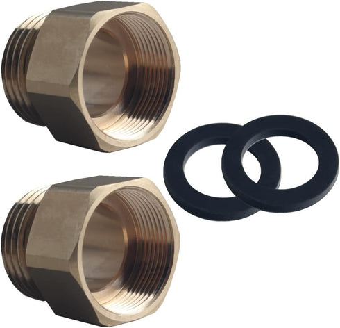 DEWHEL 2 Pack Brass Hose Bib Adapter Include Rubber Washer Compatible with Arrowhead 1-1/16" Fine Thread Female...
