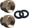 DEWHEL 2 Pack Brass Hose Bib Adapter Include Rubber Washer Compatible with Arrowhead 1-1/16" Fine Thread Female...