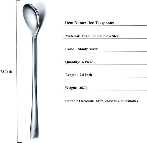 Long Handle Spoon, Coffee Stirrers, Premium Stainless Steel Coffee Spoons, Ice Tea Spoons, Ice Cream Spoon, Cocktail Stirring Spoons, Tea Spoons, ...