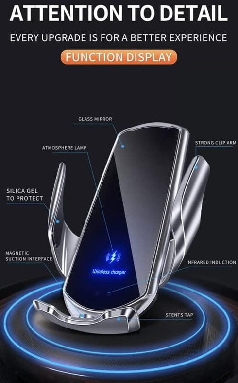 HITech Pro Upgraded Smart 15W Qi Fast Car Wireless Charger Holder AirVent Mount, with Magnetic Connectors and Dual Port Adaptor, Compatible with A...