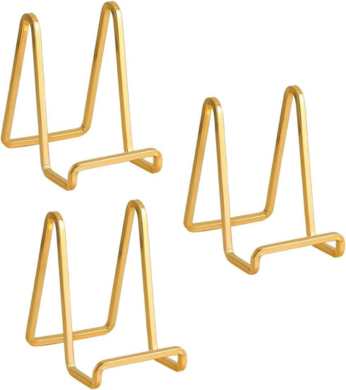 Plate Holder Easel Display Stand - 4.5 inch Metal Plate Stands for Display - Tabletop Picture Stand - Gold Iron Easels for Display Pictures | Phot...