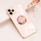 Omorro for Pink iPhone 11 Pro Case with Ring Holder, Built-in Rotation Ring Kickstand Cover with Luxury Shiny Plating Rose Gold Edge Work with Mag...
