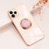 Omorro for Pink iPhone 11 Pro Case with Ring Holder, Built-in Rotation Ring Kickstand Cover with Luxury Shiny Plating Rose Gold Edge Work with Mag...