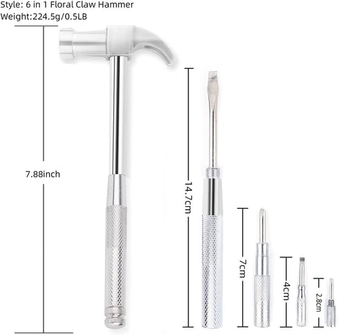 6 in 1 Mini Multifunction Copper Hammer and Screwdriver Hand Tools, Screwdriver Kit for Opening Walnuts, Watchmaker, and Household Repairing Tool ...