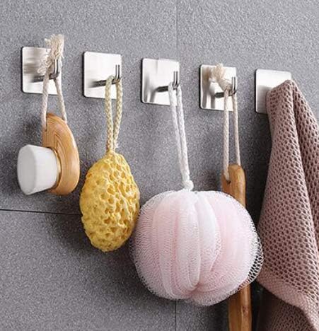 Wall Hooks Adhesive Heavy Duty Outdoor Christamas Hooks for Ornaments Stocking Waterproof Stainless Steel Door Bathroom and Bedroom for Hanging Ba...