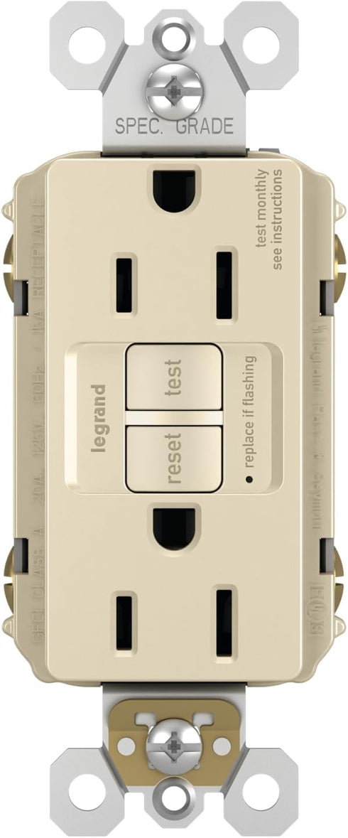Legrand radiant 1597LACCD12 15 Amp GFCI Self Test Decorator Duplex Outlet, Light Almond (1 Count)......