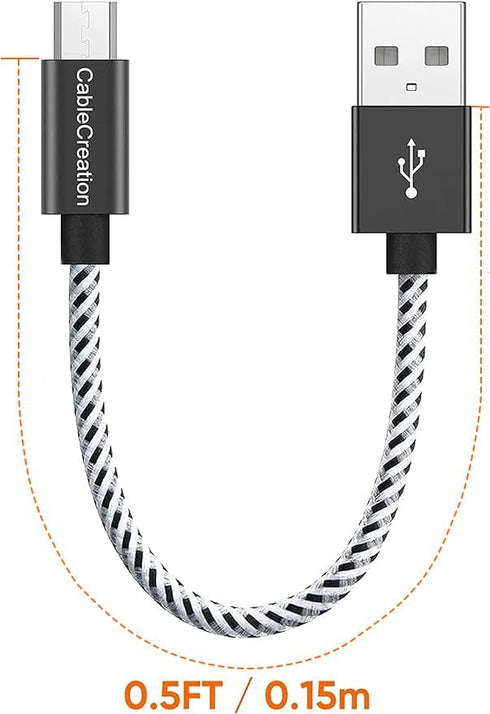 CableCreation Short Micro USB Cable, USB to Micro USB 24 AWG Triple Shielded Fast Charger Cable, Compatible with PS5/PS4, Raspberry Pi Zero, Chrom...