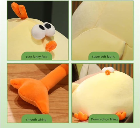 Funny Fat Chicken Plush Pillow 17.7", Super Soft Simulation Mother Hen Doll, Cute Plush Chicken Pillow, Chicken Plush Neck Pillow,Yellow Chicken S...