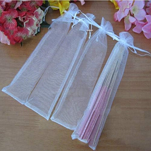 50PCS Drawstring Organza Folding Hand Fan Pouch Party Wedding Favor Bags (White)...