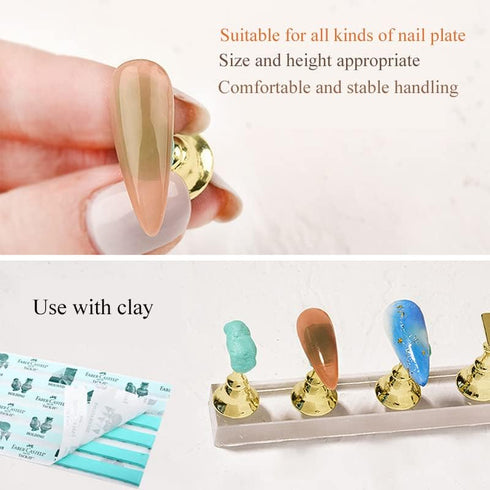 Silver Acrylic Press on Nails Display Stands for Nail Practice for Painting Nails Stand for False Nail Designs for Home DIY Beginner Salon Supplie...