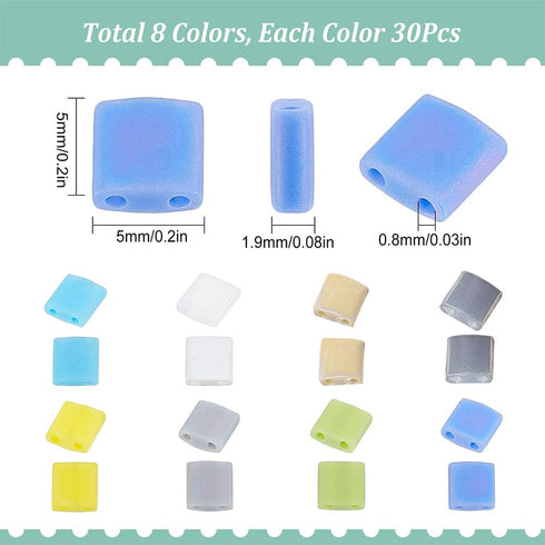 SUNNYCLUE 1 Box 240Pcs 2 Hole Glass Beads Tila Beads 5mm Two Hole Spacer Bead Japanese Seed Bead Loose Beaded Square Beads for Jewelry Making Bead...