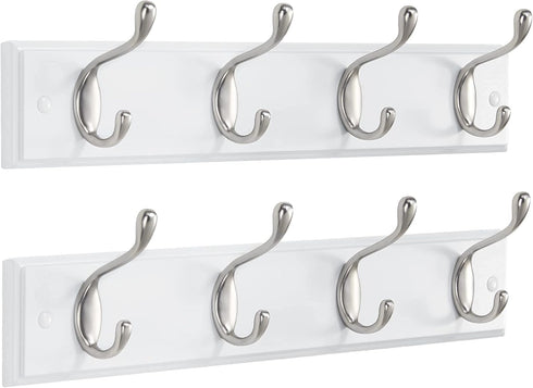 AMADA HOMEFURNISHING Coat Rack Wall Mount 2 Pack, Wall Hooks for Coats, Hats - White...