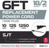 Iron Forge Cable 18 AWG Replacement Power Cord with Open End - 6 Ft Black Extension Cable 2 Prong, 2 Wire 18/2 SJT...