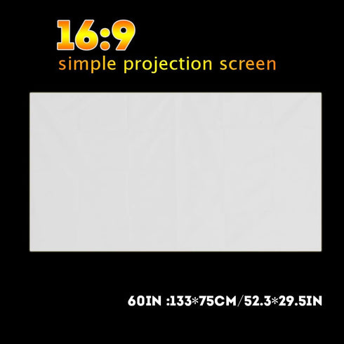 60-120 inch Movie Projection Screen, Projector Screen, Portable White Projector Curtain, Projection Screen 16:9, Portable and Foldable Without Tra...