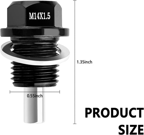 M14 x1.5 Magnetic Oil Drain Plug with Oil Drain Plug Gaskets Car Parts Kit Compatible with Most Ford,GM,Hyundai,KIA and Accord,CRV,Civic,Pilot,Ody...
