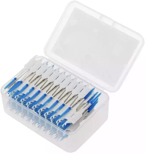 200PCs Double Headed Floss Interdental Brushes, tooth brush picks flossers with bristles Oral Dental Hygiene Flosser Toothpick Cleaners Tooth Clea...