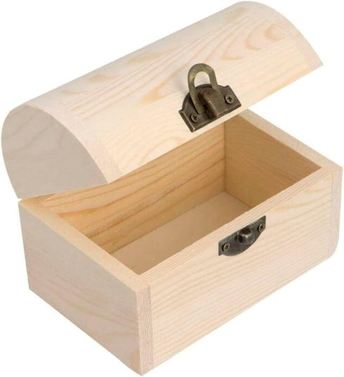 Plain Unfinished Wood Box, Unpainted Wooden Jewelry Box DIY Craft Storage Treasure Chest Toy Case...