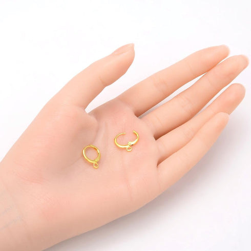 20pcs Adabele Hypoallergenic Dangle Tarnish Resistant Round Hoop Huggie Earring Hooks Earwire14mm (0.55 Inch) Long Gold Plated Brass for Earrings ...