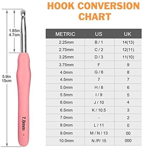 Large Crochet Hooks, BCMRUN Size 6.5mm(K)-10.0mm(P) Crochet Hooks Knitting Needles Set Ergonomic Grip Soft Handles Crochet Hook,Large-Eye Blunt Ne...