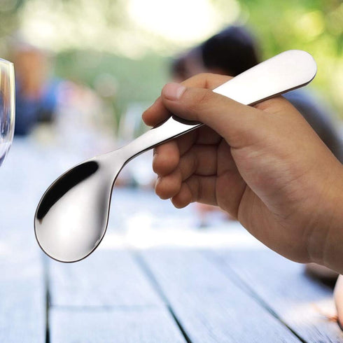 2pcs Stainless Steel Curved Utensils Right Handed Angled Spoon Adaptive Utensils Cutlery Utensils for Elderly - Increase Comfort for Those with We...
