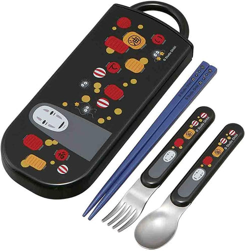 Spirited Away Utensil Set - Includes Reusable Fork, Spoon, Chopsticks and Carrying Case - Authentic Japanese Design - Durable, Dishwasher Safe- (L...