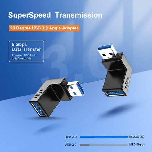 USB 3.0 Adapter 90 Degree Male to Female Combo Vertical Up and Down Angle Coupler Connector...