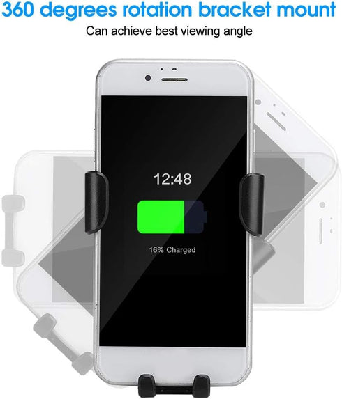 Car Mount Charger, 10W 360 Degrees Rotation Fast Charging Car Charger Bracket Mobile Phone Charger Silver for S10, S10, Note 10, 10, Mate 30, Mate...