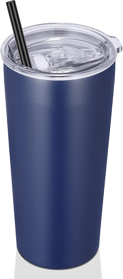 VEGOND 20oz Tumbler Bulk with Lid and Straw 1 Pack, Stainless Steel Vacuum Insulated Tumbler, Double Wall Coffee Cup Travel Mug, Navy Blue...