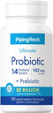 Piping Rock Probiotic Multi Enzyme | 50 Capsules | 142mg | with Prebiotics | Digestive Formula for Men and Women | 14 Strains | 50 Billion Active ...