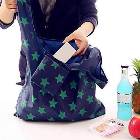 6 Pack Reusable Shopping Grocery Bags with Pouch Foldable, Washable , 35LB Weight Capacity, Heavy Duty Tote, Eco-Friendly Purse Bag Fits in Pocket...