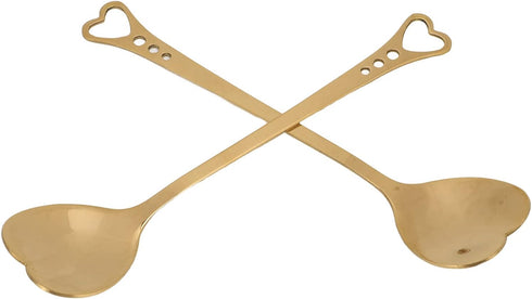 2Pcs Coffee Dessert Spoon, Heart Shaped Design Metal Stirring Spoon for Tea Dessert Drinks Ice Cream (Gold)...