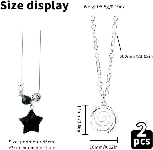 2Pcs Y2k Star Necklaces Set for Women Y2k Accessories Swirl Necklace Y2k Necklace for Women Grunge Necklace for Women Gothic Necklace Grunge Jewel...
