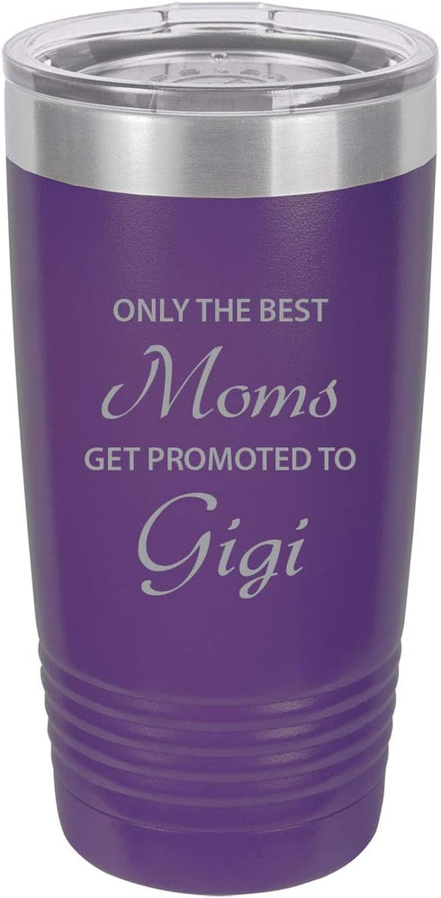 Only the Best Moms Get Promoted to Gigi Stainless Steel Engraved Insulated Tumbler 20 Oz Travel Coffee Mug, Purple...